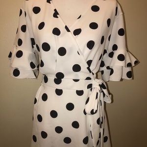 boohoo polka dot wrap dress